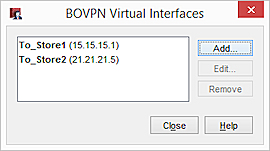 Captura de pantalla de la página Interfaces Virtuales BOVPN (para la Sede y el Centro de Datos) - Solución 1